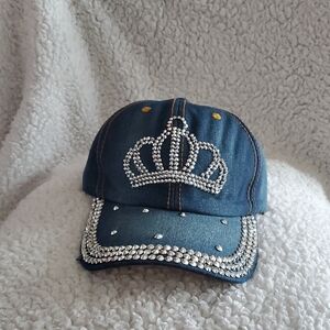 Who Wears The Crown? You Can With This Denim Cap with Rhinestone